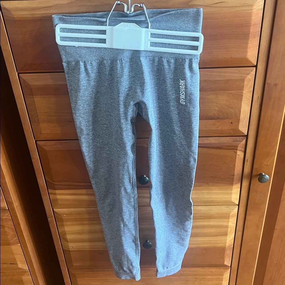 Grey gymshark leggings with logo on back size XS